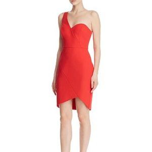 BCBGMaxAzaria one shoulder red mini cocktail dress
